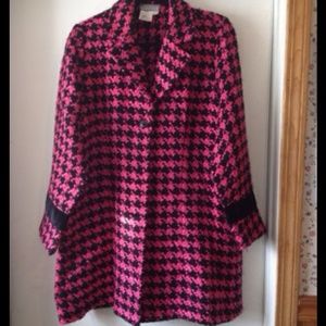 Inspiration Black & Pink Houndstooth Coat